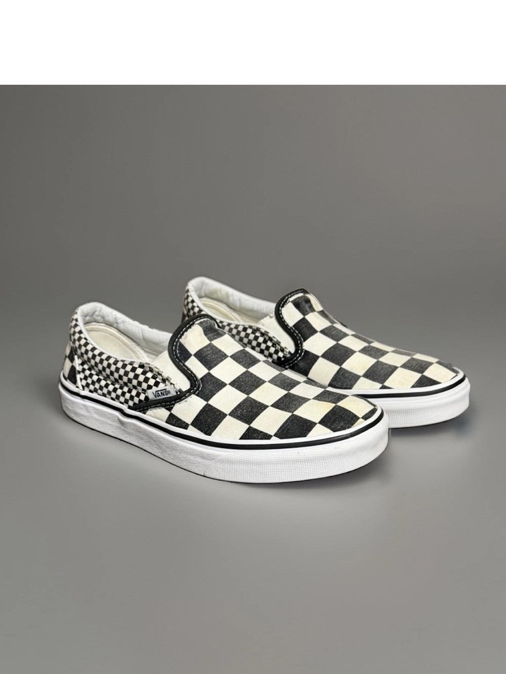 Vans Checkerboard Women's Slip On Sneakers White/Black Size 7.5